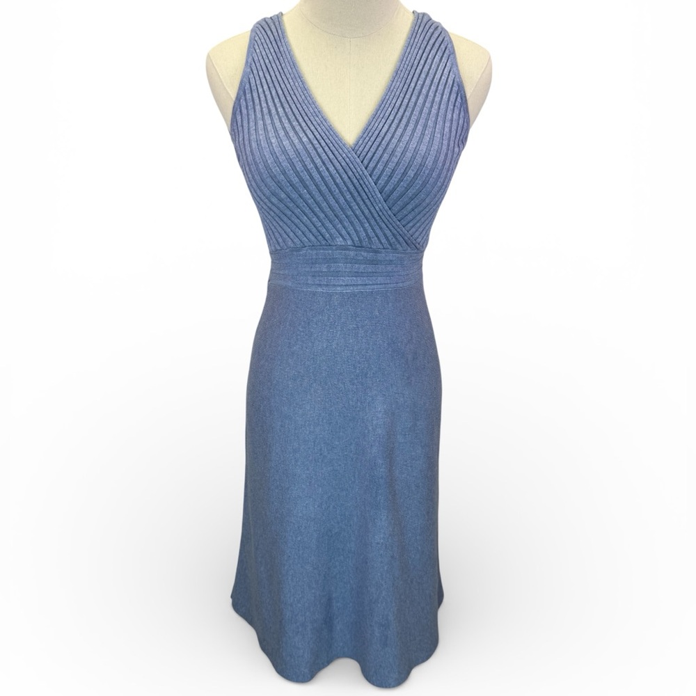 INC International Concepts Light Blue‎ Sleeveless Surplice Knit Dress Size S